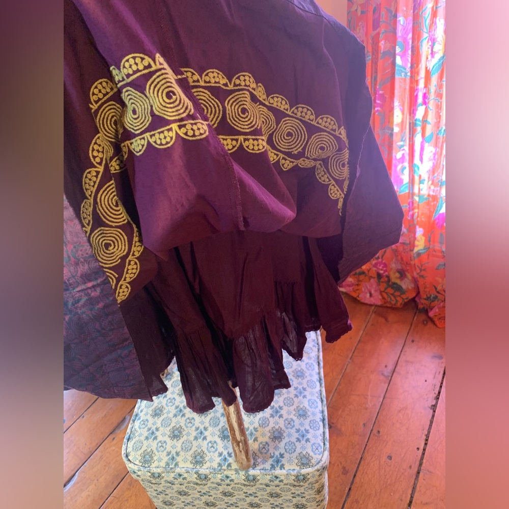 Eggplant, fit and flare, knee length, eggplant, Anthropologie cotton dress - Picture 4 of 13